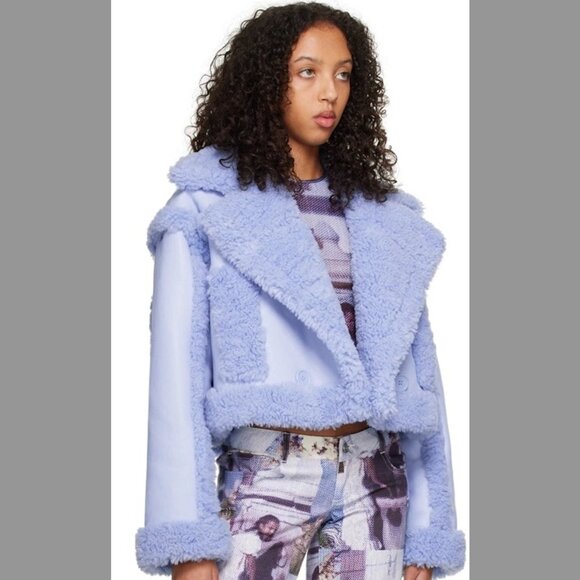 Stand Studio Kristy Jacket Blue Faux Fur Coat – Size 32/US 2 - Picture 2 of 8
